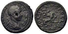 Gordian III (238-244). Macedon, Pella. Æ (25,2mm, 10g). Draped, cuirassed and laureate bust r. R/ Tyche of Pella seated left on throne. RPC VII.2, — (...