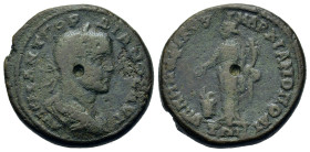 Gordian III (238-244). Moesia Inferior, Marcianopolis. Æ (26,2mm, 11.2g). Laureate and draped bust r. R/ Homonoia standing left by altar, wearing kala...