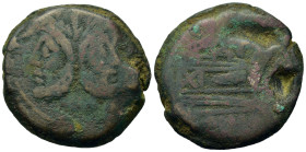 Anonymous, Rome, c. 169-158 BC. Æ As (34,6mm, 31.6g). Laureate head of Janus. R/ Prow right; AT above. Crawford 192/1; Sydenham 372.