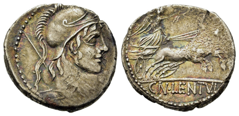 Cn. Cornelius Lentulus Clodianus, Rome, c.88 BC. AR Denarius (18,4mm, 4g). Helme...