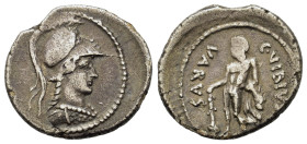 C. Vibius Varus. Rome. 42 BC. AR Denarius (20mm, 3.60g). Helmeted bust of Minerva r., wearing aegis. R/ Herakles standing l. resting hand on club set ...
