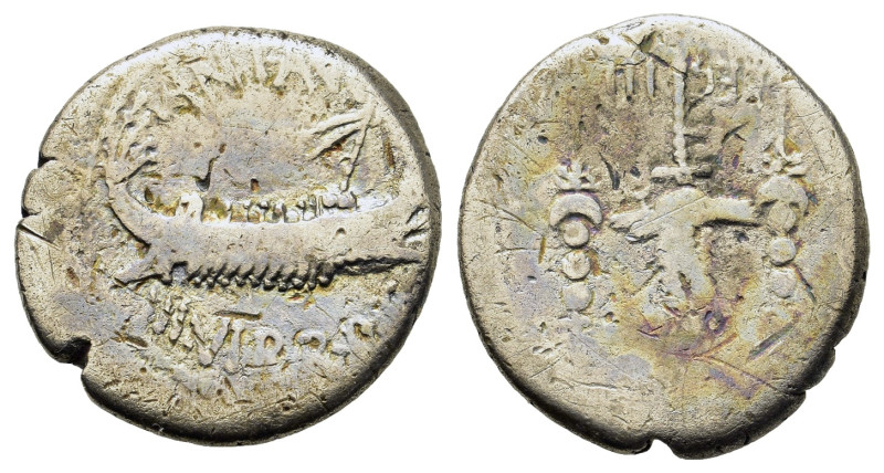 Mark Antony, Patrae(?), Autumn 32-spring 31 BC. AR Denarius (18mm, 3.30g). Legio...