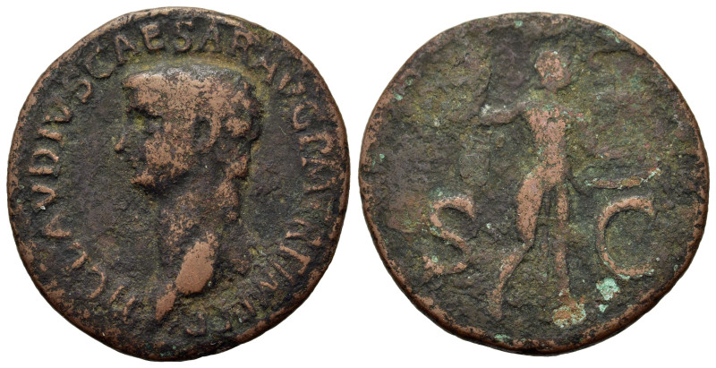 Claudius I (41-54). Æ As (29,2mm, 7.9g). Rome, AD 50-54. Bare head l. R/ Minerva...