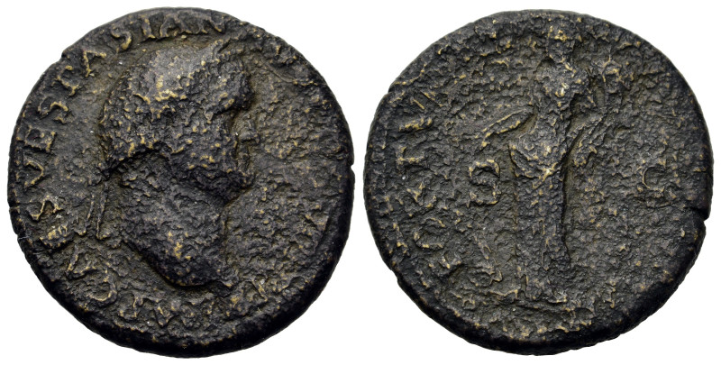 Vespasian (69-79). Æ Dupondius (26,5mm, 11.7g). Lugdunum, Ad 77-78. Laureate hea...
