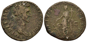 Nerva (96-98). Æ As (26mm, 8.5g). Rome, AD 97. Laureate head r. R/ Fortuna standing l. holding rudder and cornucopia. RIC 83.