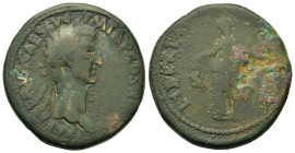 Nerva (96-98). Æ Sestertius (34mm, 29.3g). Rome, AD 97. Laureate head r. R/ Libertas standing left, holding pileus and vindicta. RIC II 86.