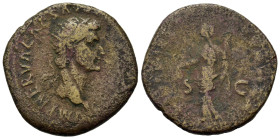 Nerva (96-98). Æ Dupondius (27mm, 10g). Rome, AD 97. Radiate head r. R/ Libertas standing left, holding pileus and sceptre; S-C across fields. RIC 87....