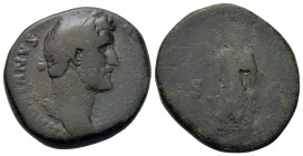 Hadrian (117-138). Æ Sestertius (30,6mm, 24g). Rome, AD 134-138. Laureate bust r. R/ Spes advancing left, holding flower and raising skirt; S-C across...