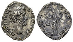 Antoninus Pius (138-161), AR Denarius (16.7mm, 3.20g). Laureate head r. R/ Liberalitas standing l., holding abacus and cornucopia, RIC III 155; RSC 49...