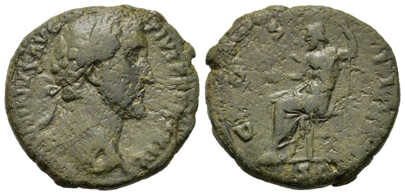 Antoninus Pius (138-161). Æ As (27mm, 12.2g). Rome, AD 156. Laureate head r. R/ ...