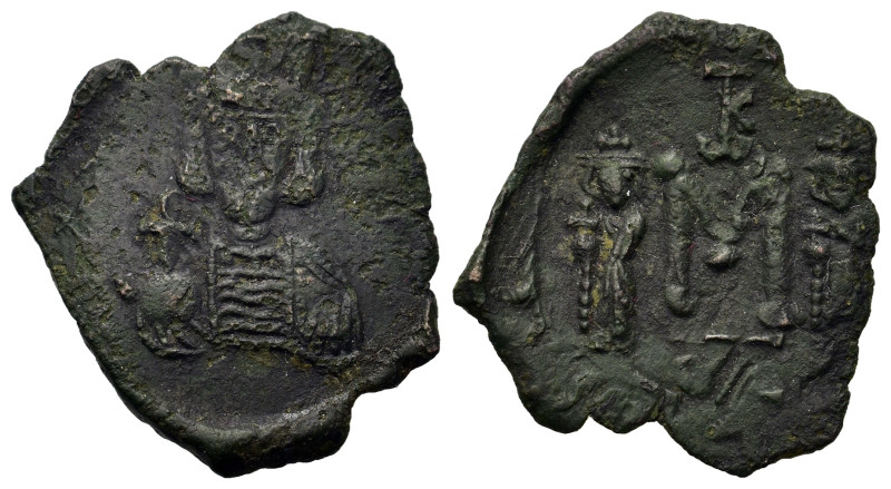 Constantine IV Pogonatus, with Heraclius and Tiberius (668-685). Æ 40 Nummi (22,...