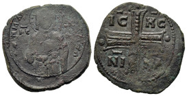 Anonymous, time of Michael IV, c. 1034-1041. Æ 40 Nummi (227,4mm, 8g). Constantinople. Christ Antiphonetes standing facing, holding Gospels. R/ IC-XC/...