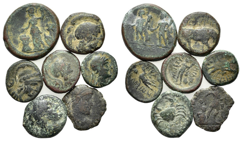 Lot of 7 Greek Æ coins, to be catalog. Lot sold as is, no return.