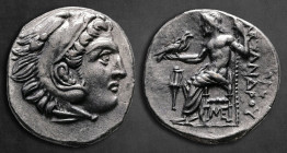 Kings of Macedon. Lampsakos. Antigonos I Monophthalmos 320-301 BC. In the name and types of Alexander III of Macedon. Struck circa 310-301 BC. Drachm ...