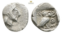 ATTICA. Athens. Circa 454-404 BC.
Obv: Helmeted head of Athena right.
Rev: AΘE.Owl standing right, head facing; olive sprig to left; all within incuse...