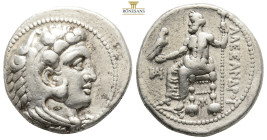 KINGS of MACEDON. Alexander III 'the Great', 336-323 BC. Myriandros
Obv: Head of Herakles right, wearing lion's skin
Rev: AΛΕΞΑΝΔΡΟΥ
Zeus seated left ...