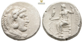 KINGS of MACEDON. Alexander III 'the Great', 336-323 BC. Salamis
Obv: Head of Herakles right, wearing lion's skin
Rev: AΛΕΞΑΝΔΡΟΥ
Zeus seated left on ...