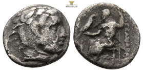KINGS of MACEDON. Alexander III 'the Great', 336-323 BC. 
Obv: Head of Herakles right, wearing lion's skin
Rev: Zeus seated left on throne, holding ea...