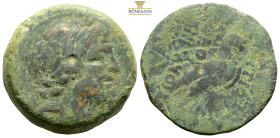 SELEUKID KINGDS. Antiochos IV Epiphanes, 175-164 BC. Antioch on the Orontes mint
AE Bronze (37,3mm 35,9g)
Obv: Laureate head of Zeus-Serapis right, we...