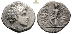 SELEUKID KINGS of SYRIA. Alexander I Balas, 152-145 BC. Antioch on the Orontes. 
Obv: Diademed head right.
Rev. ΒΑΣΙΛΕΩΣ ΑΛΕΞΑΝΔΡΟY / ΘΕΟΠΑΤΟΡΟΣ ΕΥΕΡΓ...