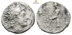 SELEUKID KINGDOM, Antiochos VI Dionysus (145-142 BC)
Obv: Radiate and diademed head right
Rev: BAΣIΛEΩΣ ANTIOXOY EΠIΦANOYΣ ΔIONYΣOYDI
Apollo seated le...