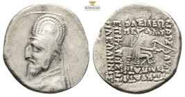 KINGS of PARTHIA. Mithradates III, 87-80 BC. Rhagai mint. 
Obv: Bust left, wearing tiara decorated with eight-rayed star 
Rev: Archer (Arsakes I) seat...