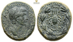 KINGS OF COMMAGENE. Antiochos IV Epiphanes, 38-40 and 41-72. Samosata.
Obv: Diademed and draped bust right.
Rev: Scorpion within wreath; diadem above....