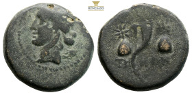 MYSIA, Adramytion. 2nd century BC
Obv: Laureate head of Apollo left, with bow and arrow over shoulder
Rev.: ΑΔΡΑΜΥΤΗΝΩΝ 
Cornucopia between two pilei ...