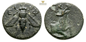 IONIA. Ephesos. Circa 390-380 BC.
Obv: E - Φ. 
Bee.
Rev: Forepart of stag right, head left.
AE Bronze, 1,29g 11,6mm