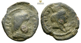 CILICIA. Anazarbos. Pseudo-autonomous. Time of Trajan, AD 98-117)
Obv: Laureate head of Zeus right.
Rev. Veiled bust of Tyche right, wearing mural cro...