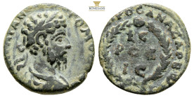 CILICIA. Anazarbos. Commodus, AD 177-192
Obv: Laureate, draped and cuirassed bust right
Rev: Legend within wreath and around
AE Bronze, 4,48g 19,mm