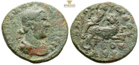 CILICIA. Anazarbus. Valerian, AD 253-260
Obv: Laureate, draped and cuirassed bust right.
Rev: ANAZAPBOV / Γ - Γ / ET BOC A M K.
Dionysos seated left o...
