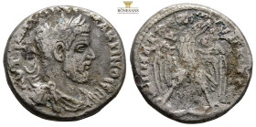 SELEUCIS and PIERIA. Antioch. Macrinus, AD 217-218.
Obv: Laureate, draped and cuirassed bust right 
Rev: ΔHMAPX•ЄΞ•VΠA•TOz
Eagle standing facing on le...
