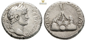 CAPPADOCIA. Caesarea. Hadrian, AD 117-138.
Obv: ΑΔΡΙΑΝΟС СЄΒΑСΤΟС. 
Laureate head right.
Rev: ΥΠΑΤΟС Γ ΠΑΤΗΡ ΠΑΤP. 
Mount Argaeus: on summit, Helios s...
