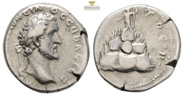 CAPPADOCIA. Caesarea. Antoninus Pius, AD 138–161.
Obv: ΑΥΤΟΚΡ ΑΝΤωΝΕΙΝΟϹ ϹΕΒΑϹΤΟϹ.
Laureate head of Antoninus Pius, right.
Rev: Mount Argaeus surmo...