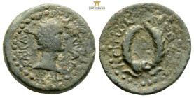 CILICIA. Hierapolis-Castabala. Nerva, AD 96-98
Obv: NEPOVAC KAICAP.
Laureate head right.
Rev: IEPAΠOΛEITΩN.
Wreath.
AE Bronze, 8,24g 2,3mm