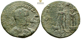 CILICIA. Mallos. Valerian I, AD 253-260.
Obv: Laureate and cuirassed bust right 
Rev: Amphilochos standing facing, head left, holding laurel branch, a...