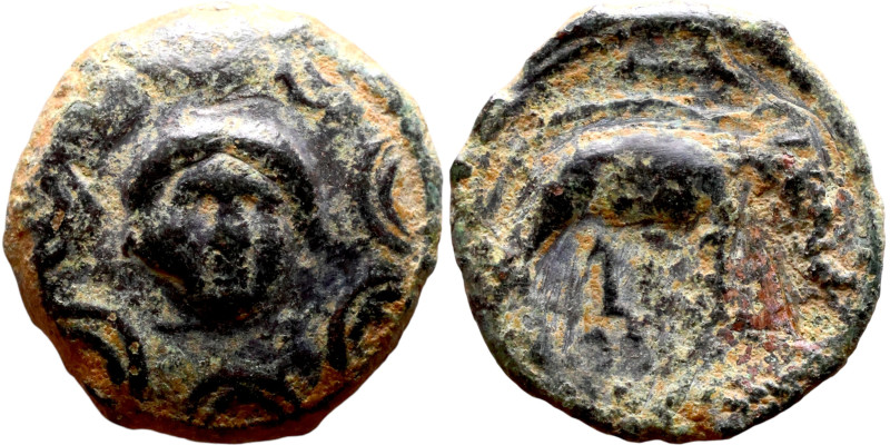 Antiochos III The Great (Seleukid King: 223-187 BC). AE bronze. Obv: Macedonian ...