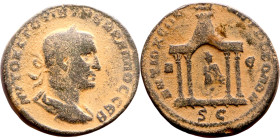 Trebonianus Gallus (251-253) Antioch: Syria. Bronze Obv:  laureate, draped and cuirassed bust of Gallus, right, seen from rear Rev: Portable shrine wi...