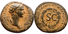 Trajan (98 – 117) Syria, Antioch. Obverse: Bust of Emperor. Reverse: Large S C