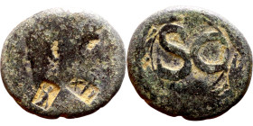 Nero  (54-68) Syria: Antioch, bronze. Obverse: Bust of Emperor. Reverse: Large S C