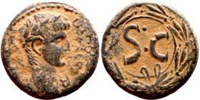 Nerva  (96-98) Syria: Antioch, bronze. Obverse: Bust of Emperor. Reverse: Large S C