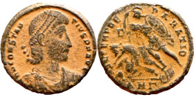 Constantius II (337-361) follis. Obv.: D N CONSTAN-TIVS P F AVG; bust of Constantius II, pearl-diademed, draped, cuirassed, right. Rev.: FEL TEMP RE-P...