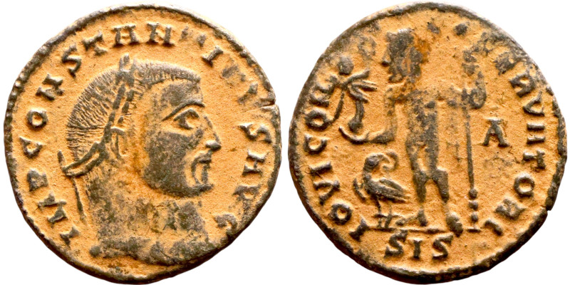 Constantinus I (306-337 AD) Follis. Obv: Laureate bust Rev: IOVI CONSERVATORI AV...