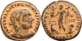 Licinius I (308-324 AD) follis. Obv: IMP C VAL LICIN LICINIVS P F AVG - Radiate, draped & cuirassed bust of Licinius right. Rev: IOVI CONSERVATORI, Ju...