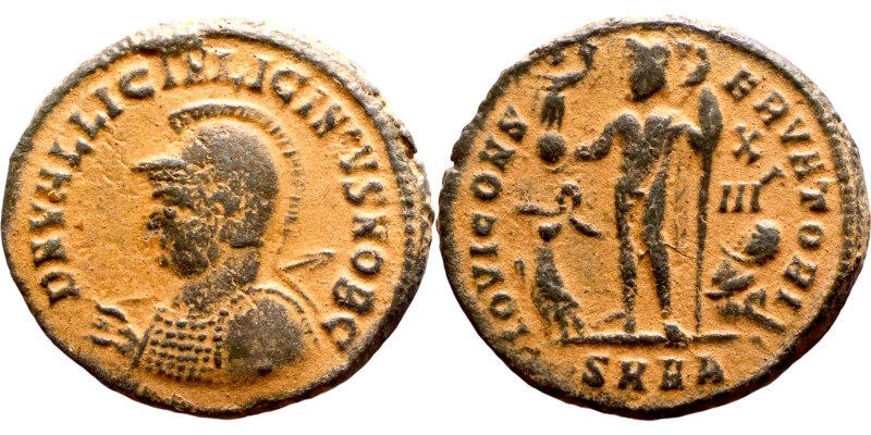 Licinius II (317-324 AD).AE follis. Obv.: D N VAL LICIN LICINIVS NOB C, helmeted...