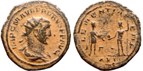 Probus (276 - 282). Billon antoninianus. Obv.: IMP C M AVR PROBVS AVG / Radiate bust right wearing the imperial mantle. Rev.: CLEMENTIA TEMP / Probus ...