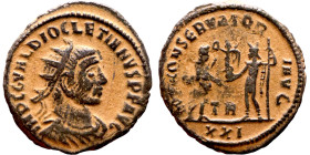 Diocletian (284-294 AD). Antoninianus. Obverse: IMP C C VAL DIOCLETIANVS AVG Bust of Diocletian, radiate, draped, right. Reverse: IOV ET HERCV CONSER ...
