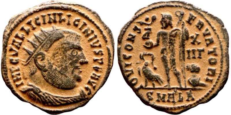 Licinius I. (308-324 AD) Follis. Obv: IMP LIC LICINIVS P F AVG. laureate bust of...