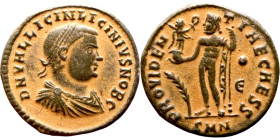 Licinius I. (308-324 AD) Follis. Obv: IMP LIC LICINIVS P F AVG. laureate bust of Licinius right. Rev: IOVI CONSERVATORI. Jupiter standing and holding ...